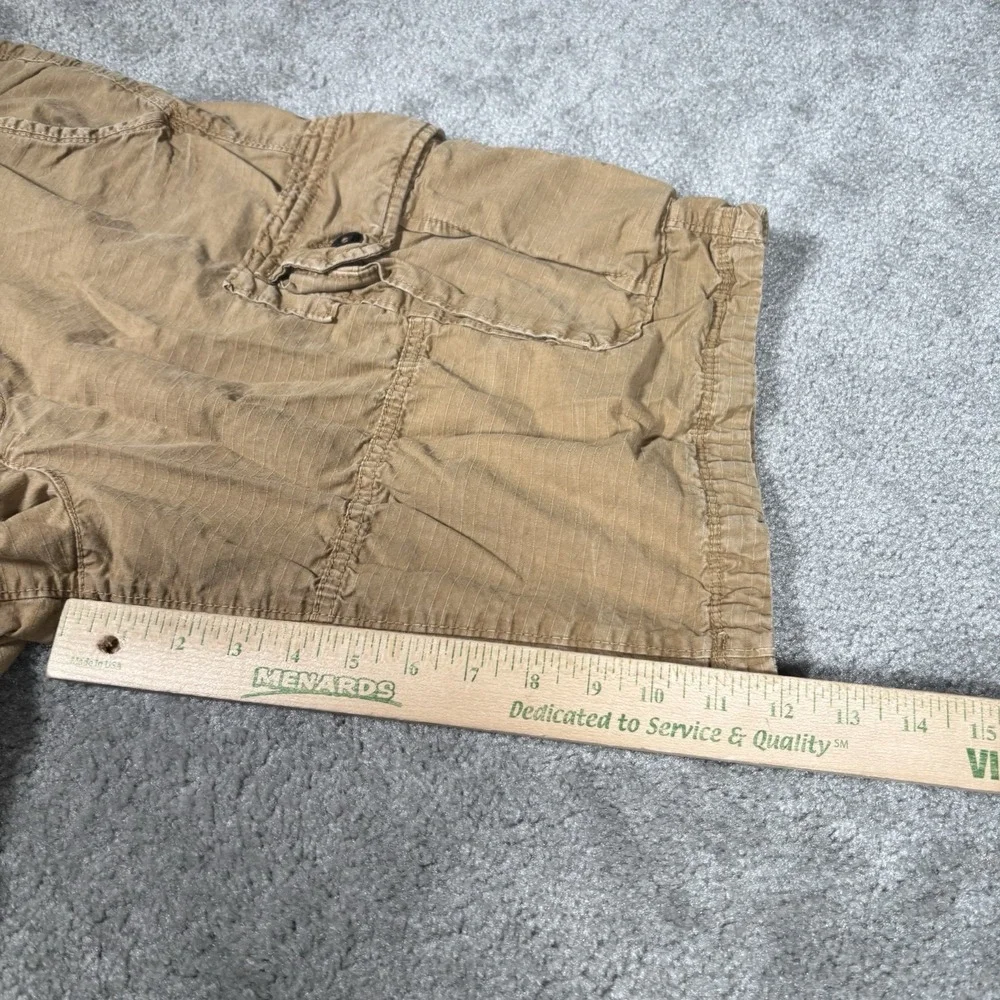 American Eagle Cargo Shorts Mens 34 Longboard Tan Canvas Ripstop Baggy Heavy Y2K